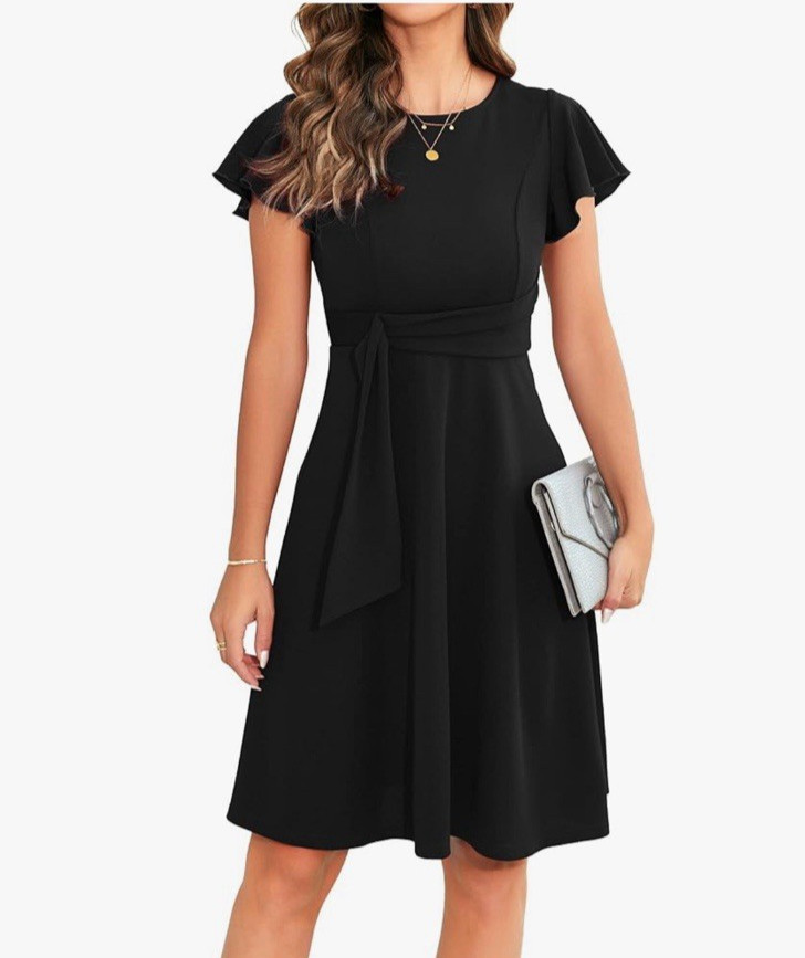Owin Women’s Cocktail Dress Ruffles Sleeves A-line Party Dress Size Medium NWT