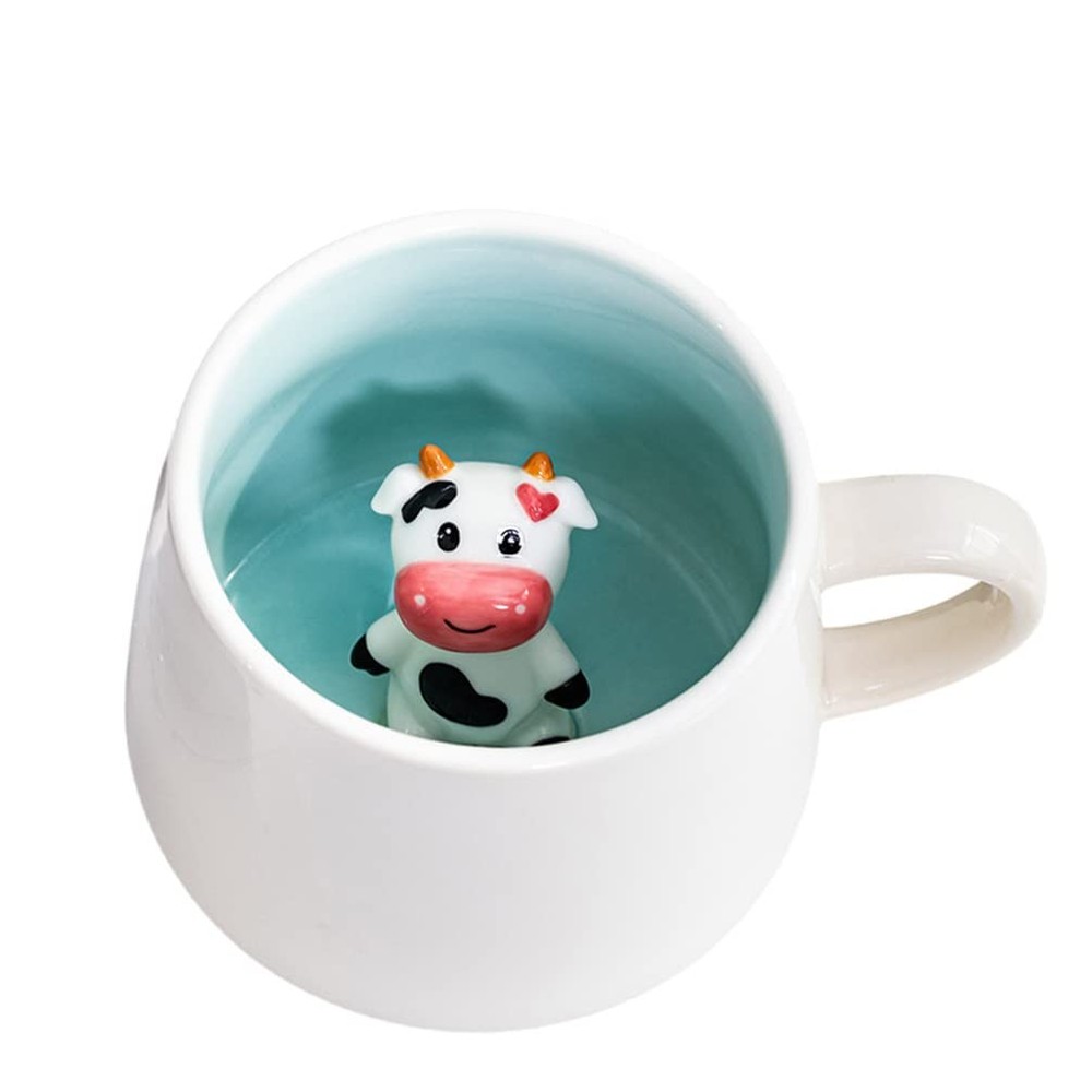 Biigming Cow Cup 3D Animal Inside Mug Handmade Ceramic Coffee Mug 12oz Animal...