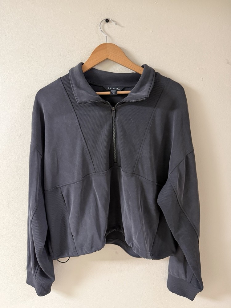 Athleta Forever Fleece 1/4 Zip High Hip Sweatshirt Xl Womens