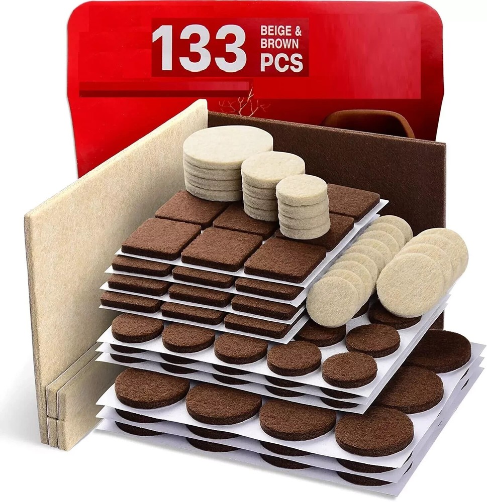 133 Felt Furniture Pads Chair Leg Protectors Hardwood Wooden Floors Feet Sliders