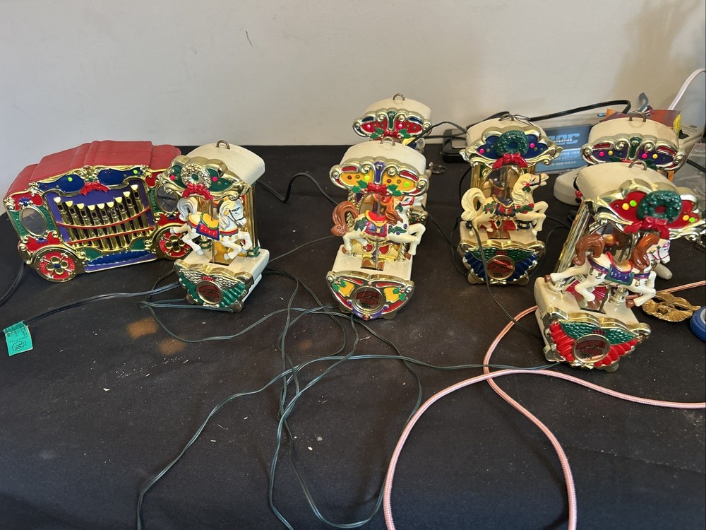 1992 Mr. Christmas Holiday Carousel Calliope 6 Animals 21 Songs Lights TESTED #6