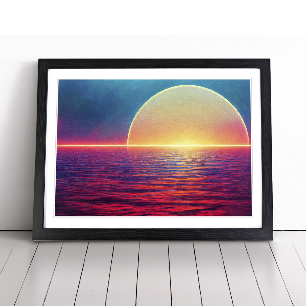 Ocean Sun Abstract Wall Art Print Framed Canvas Picture Poster Decor Living Room