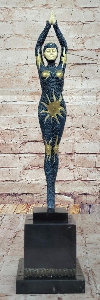 Art Deco Bronze Sculpture with Gold Sunburst Accents by Chiparus-image