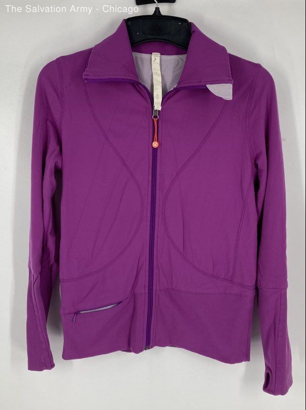 Lululemon Womens Purple Collared Long Sleeve Full-Zip Activewear Jacket Size 8