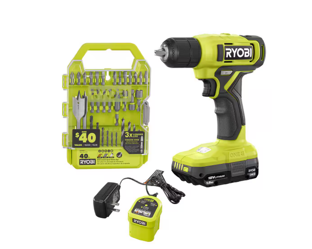 RYOBI ONE+ 18V Cordless 3/8 in. Drill/Driver Kit(40-Piece)