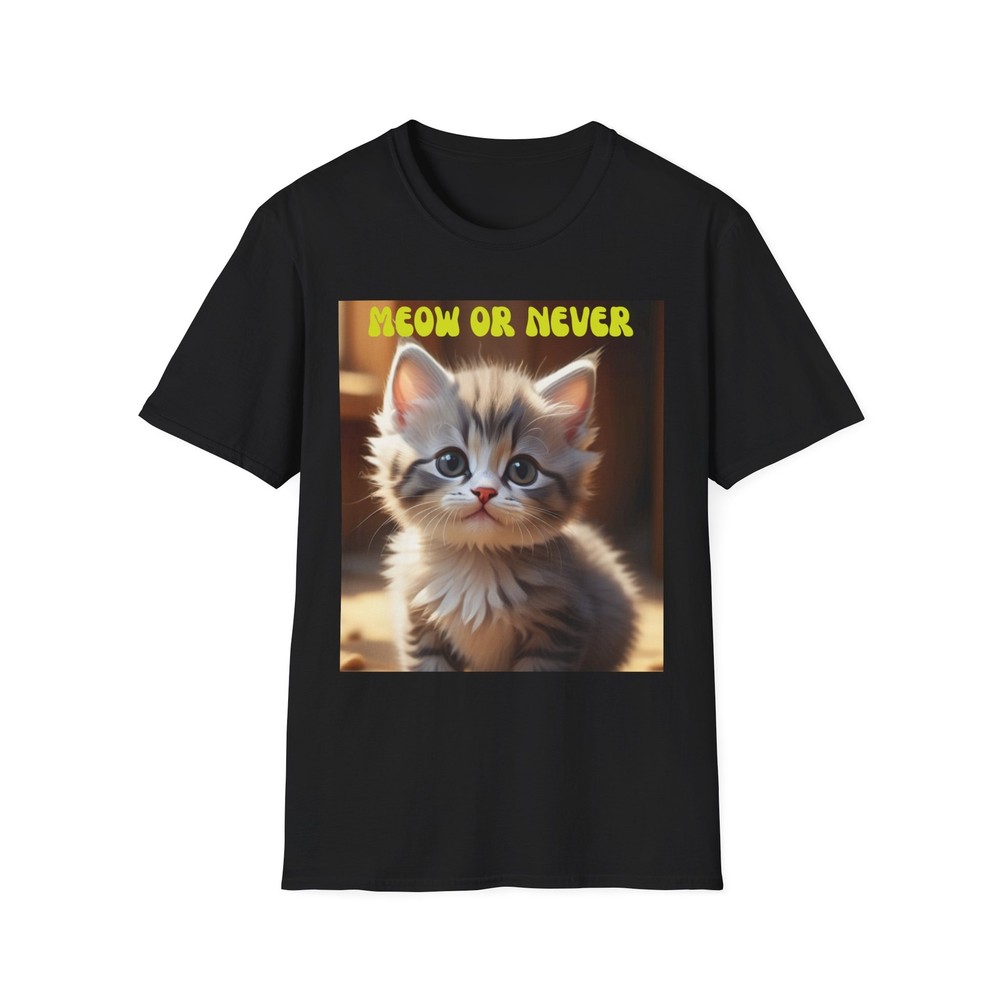 Cute Cat T-Shirt Meow or Never Cat Lover Gift Pet Adoption Animal Tee
