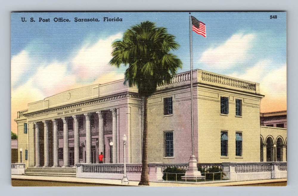 Sarasota FL-Florida United States Post Office Vintage Postcard Standard Postal