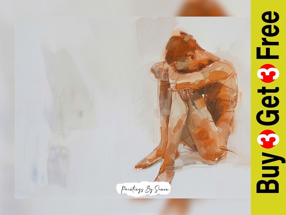 Emotive Contemplative Figure Art Oil Painting Print 5x7 Matte Paper