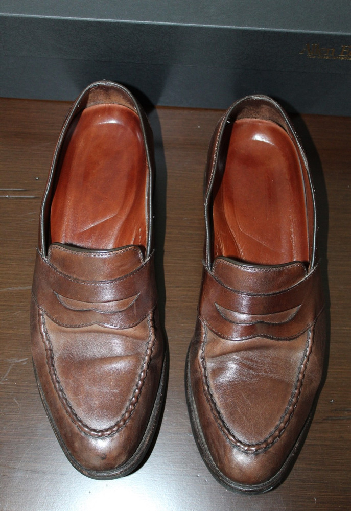 ALLEN EDMONDS Larkin Brown Leather Slip On Loafers Shoes Sz 10.5