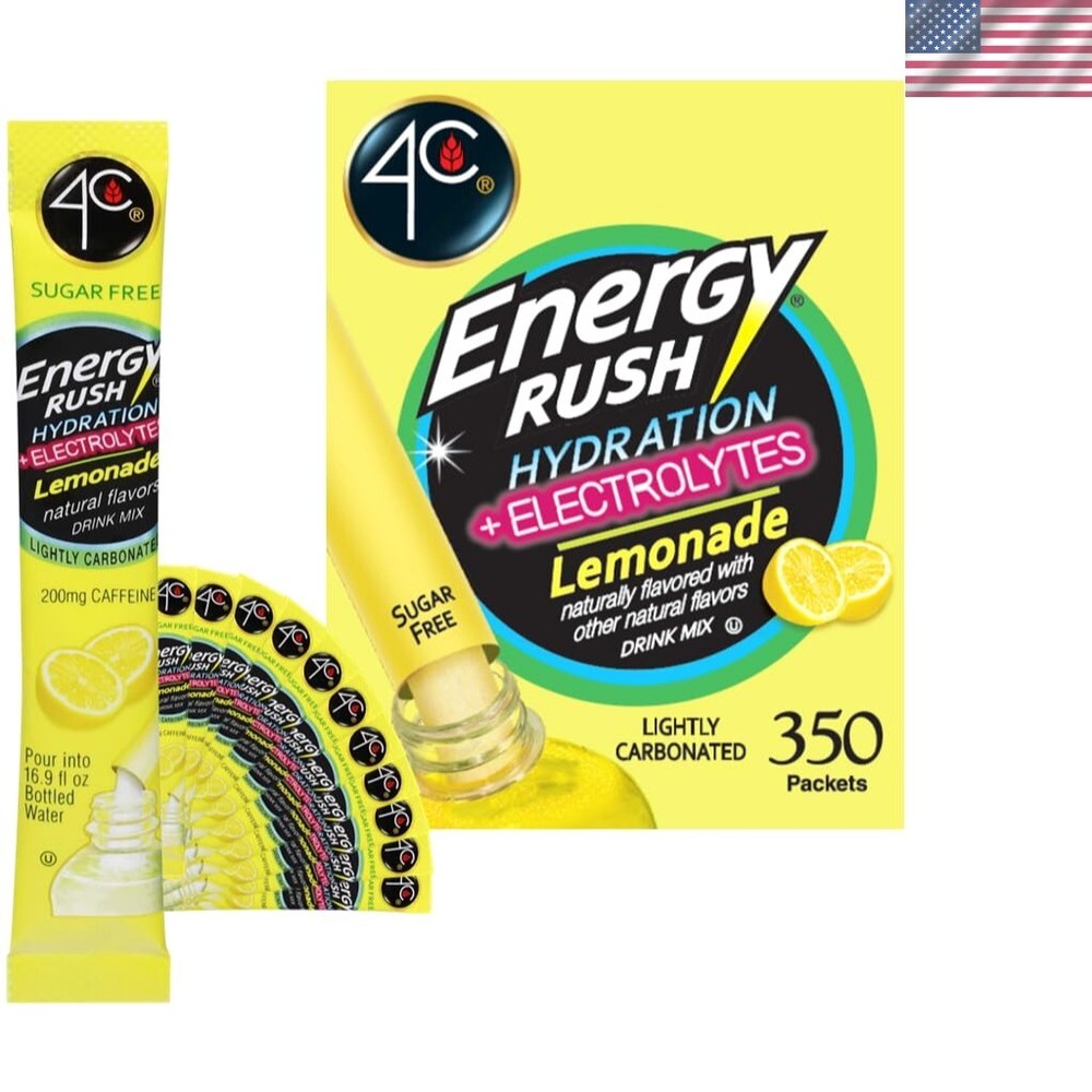 Energy Rush Stix Lemonade Electrolyte Powder 350 Count Bulk Pack