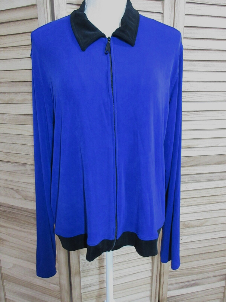 Chico's Private Edition Indigo/Cobalt Blue Zip Cardigan SZ 3 (US XL/16)