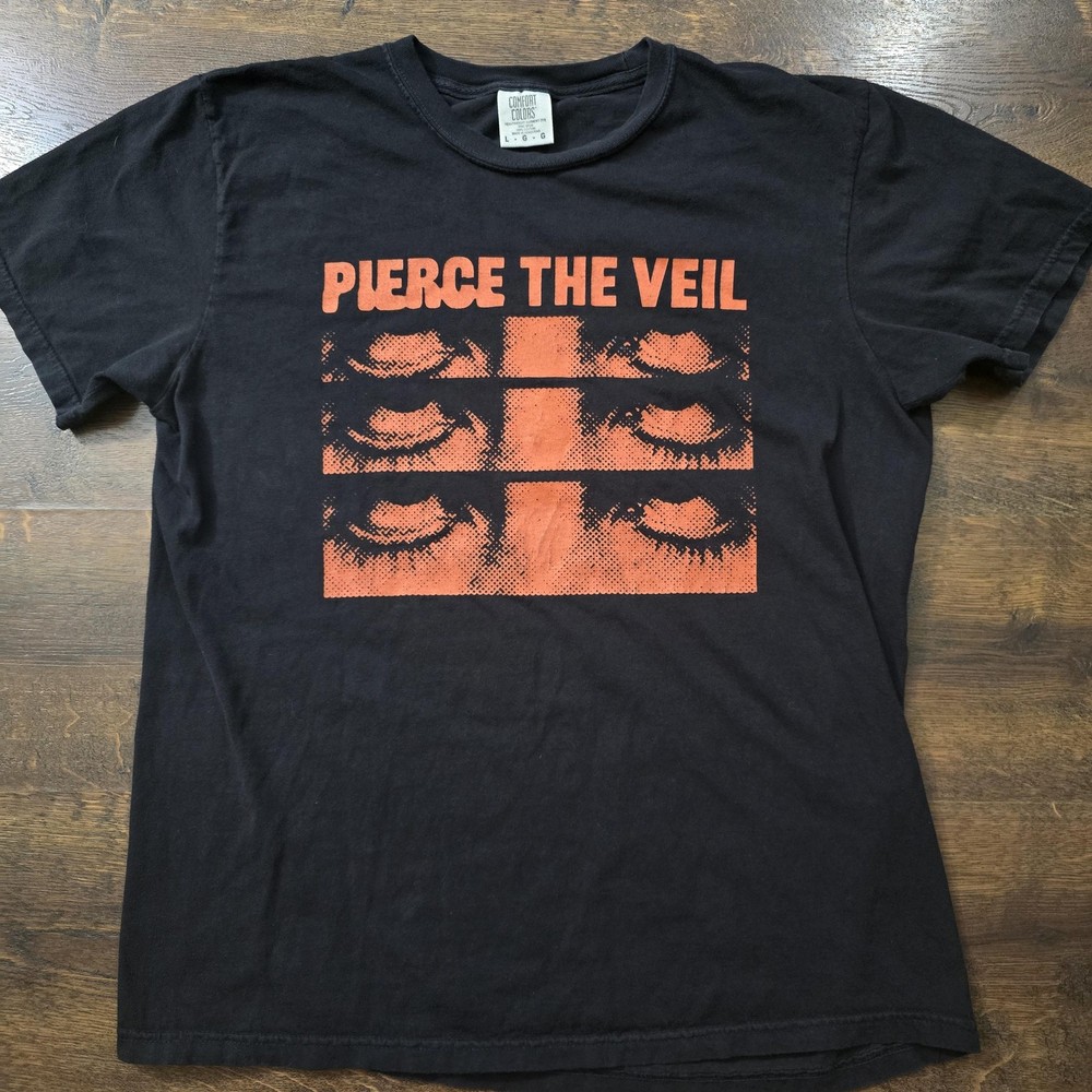 Pierce The Veil Shirt Mens Large Black Eyes Graphic Band Tee Comfort Colors
