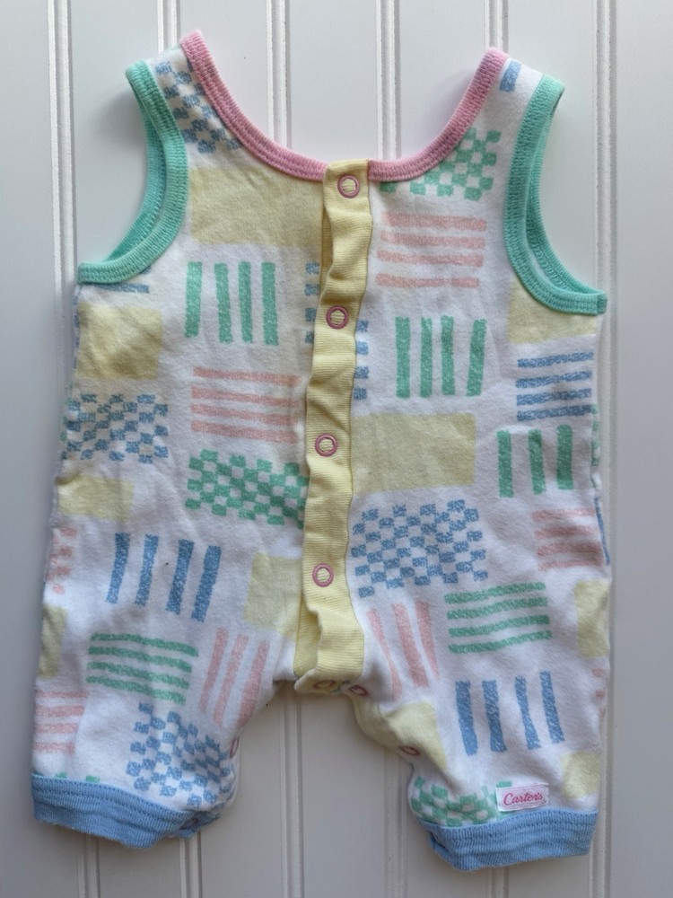 Vintage Carters Girls 0-3 Months Pastel Button Up Romper