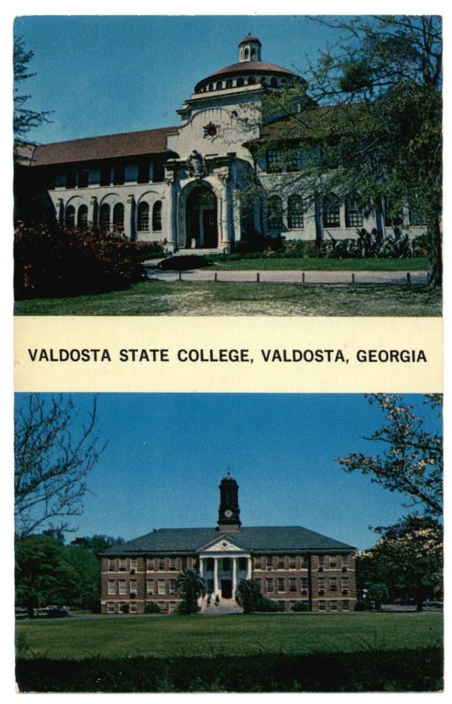 Valdosta Georgia State College two view Administrative bldg vintage postcard