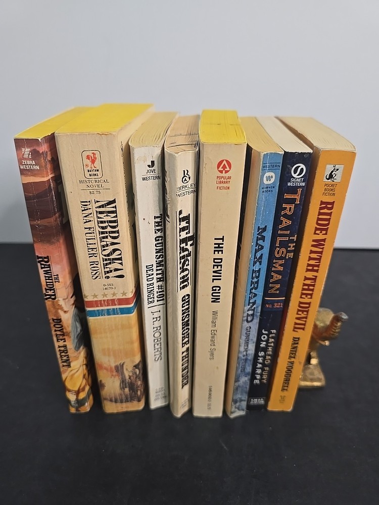 Lot of 8 Vintage Western Paperbacks Gunsmith Trailsman Edge Max Brand Historical