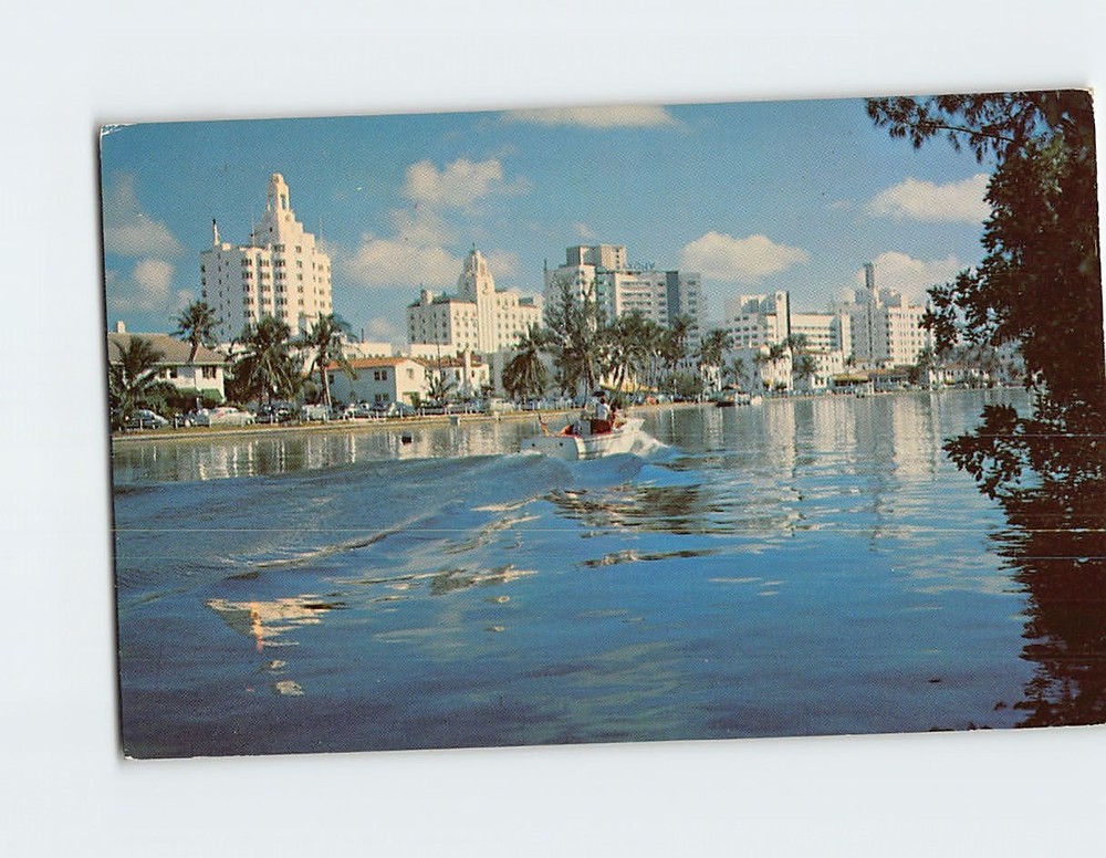 Postcard Hotel Row and Indian Creek Miami Beach Florida USA