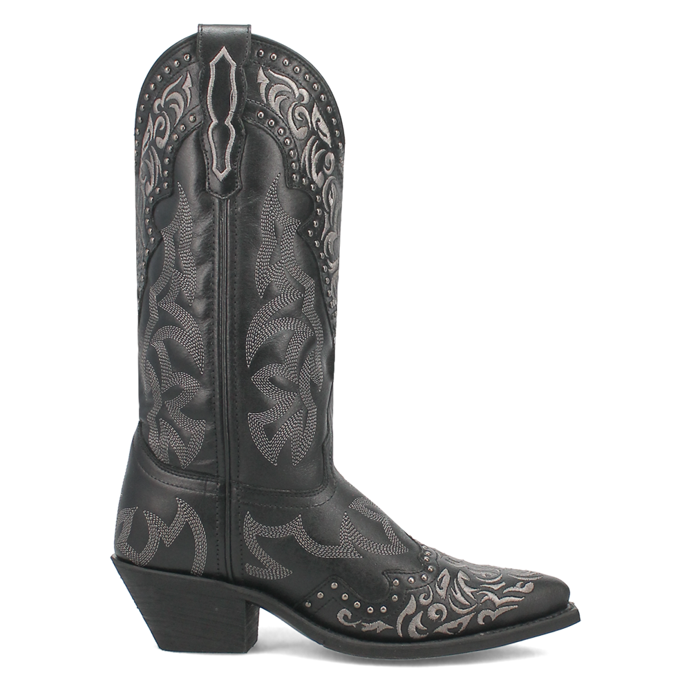 Laredo Regan Embroidered Studded Snip Toe Cowboy Boots for Women Black 5222