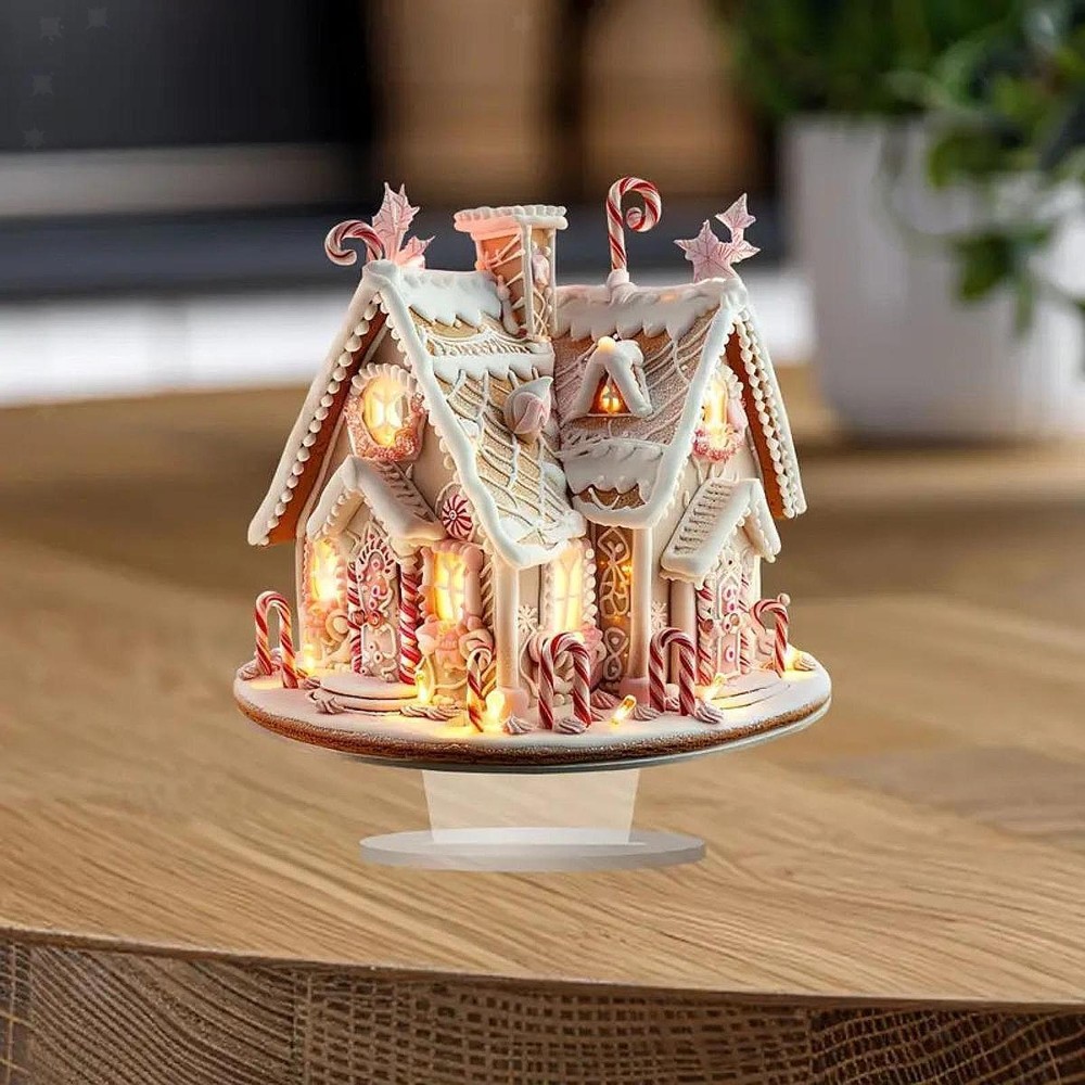 Festive Gingerbread House Statue for Christmas Holiday Party Decor  