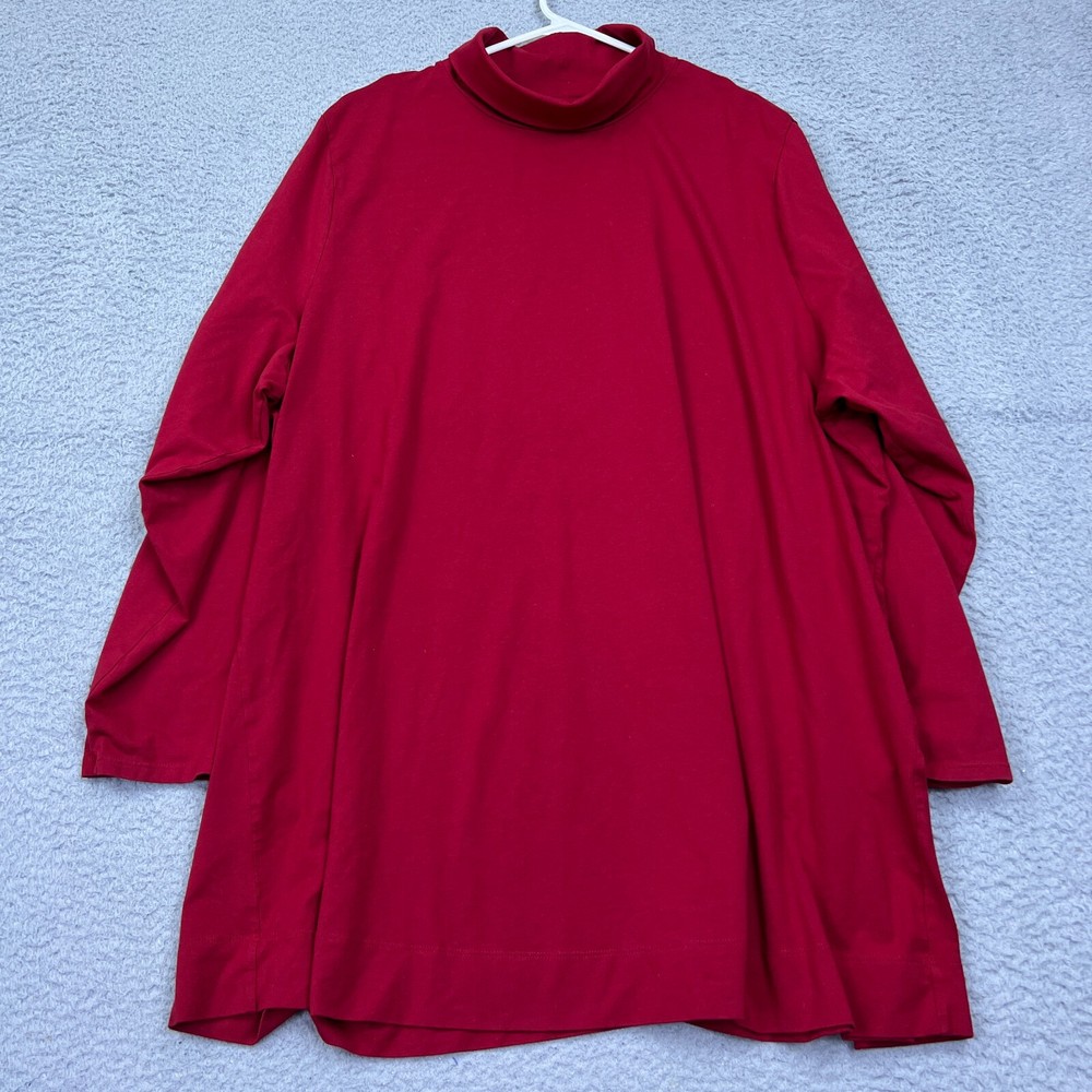 J.Jill Luxe Supima Turtleneck Tunic Women’s Red Long Sleeve Top Tee Plus Size 4X