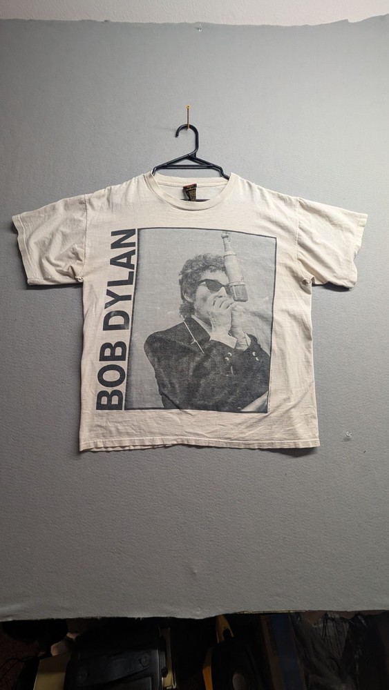 Vintage 90s Brockum Bob Dylan Harmonica Portrait Shirt Size XL USA Made RARE