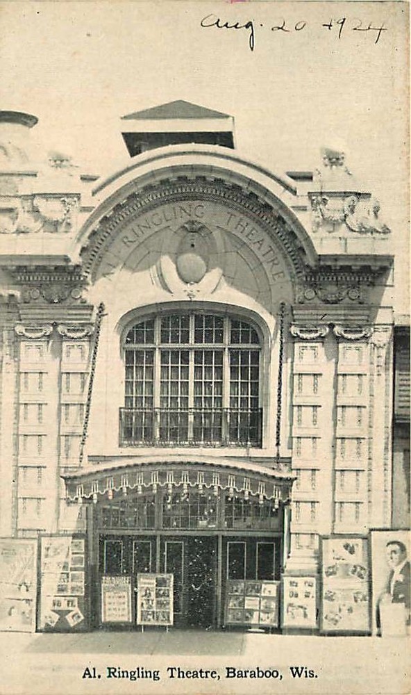 Postcard Al. Ringling Theatre, Baraboo, Wisconsin - circa 1920s