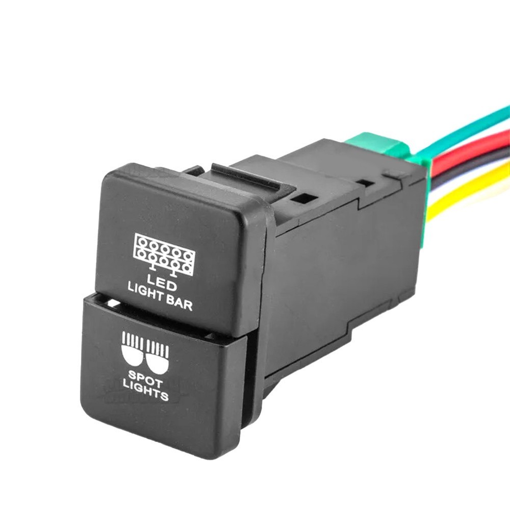 Toyota-Compatible Dual Push Switch for Fog Lights & LED Bars with Easy Wiring Installation