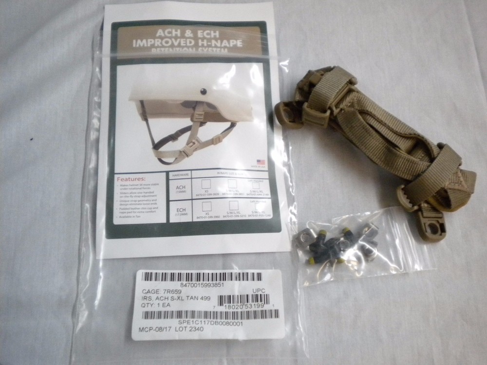 ACH & ECH Enhanced H-Nape Retention Head-Loc Chin Strap Sizes S/M/L/XL New 3851-image