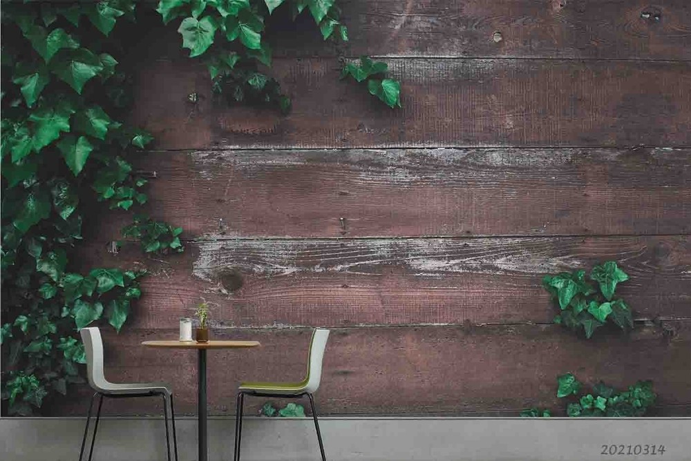 3D Wood Grain Greenery Wall Murals Wallpaper Murals Wall Sticker