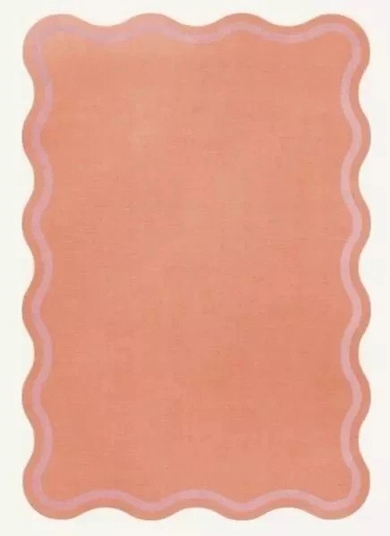 Hand Tufted Rug Scalloped Shape Handmade Pink Wool Area Rug For Living Room Rug