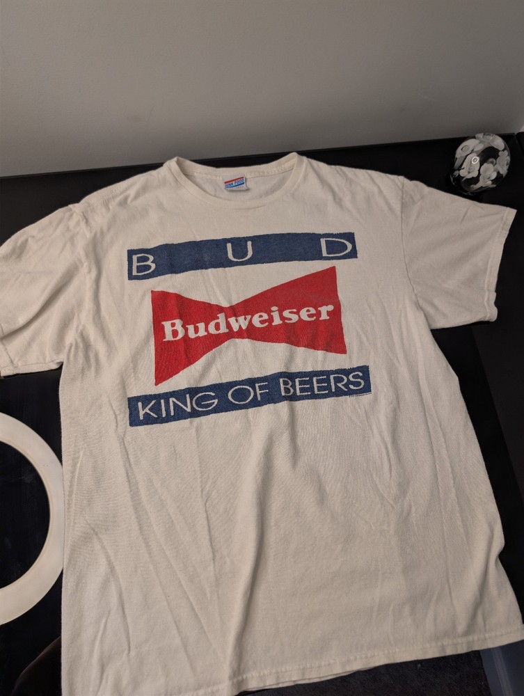Budweiser Graphic T Shirt Size Medium White King Of Beers Junk Food Brand