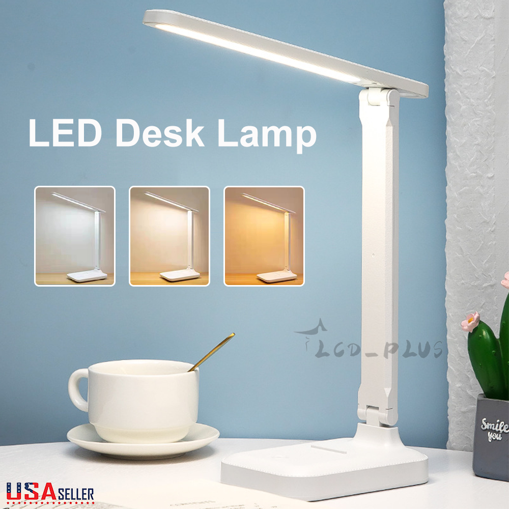 Dimmable LED Desk Light Touch Sensor Table Bedside Reading Lamp USB Rechargeable