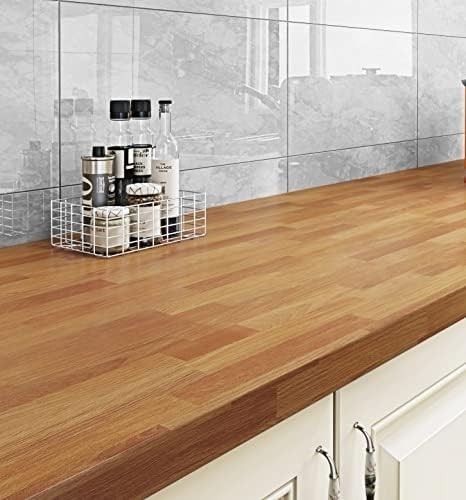 Butcher Block Countertop Contact Paper Waterproof Wallpaper Light Wood Contac...