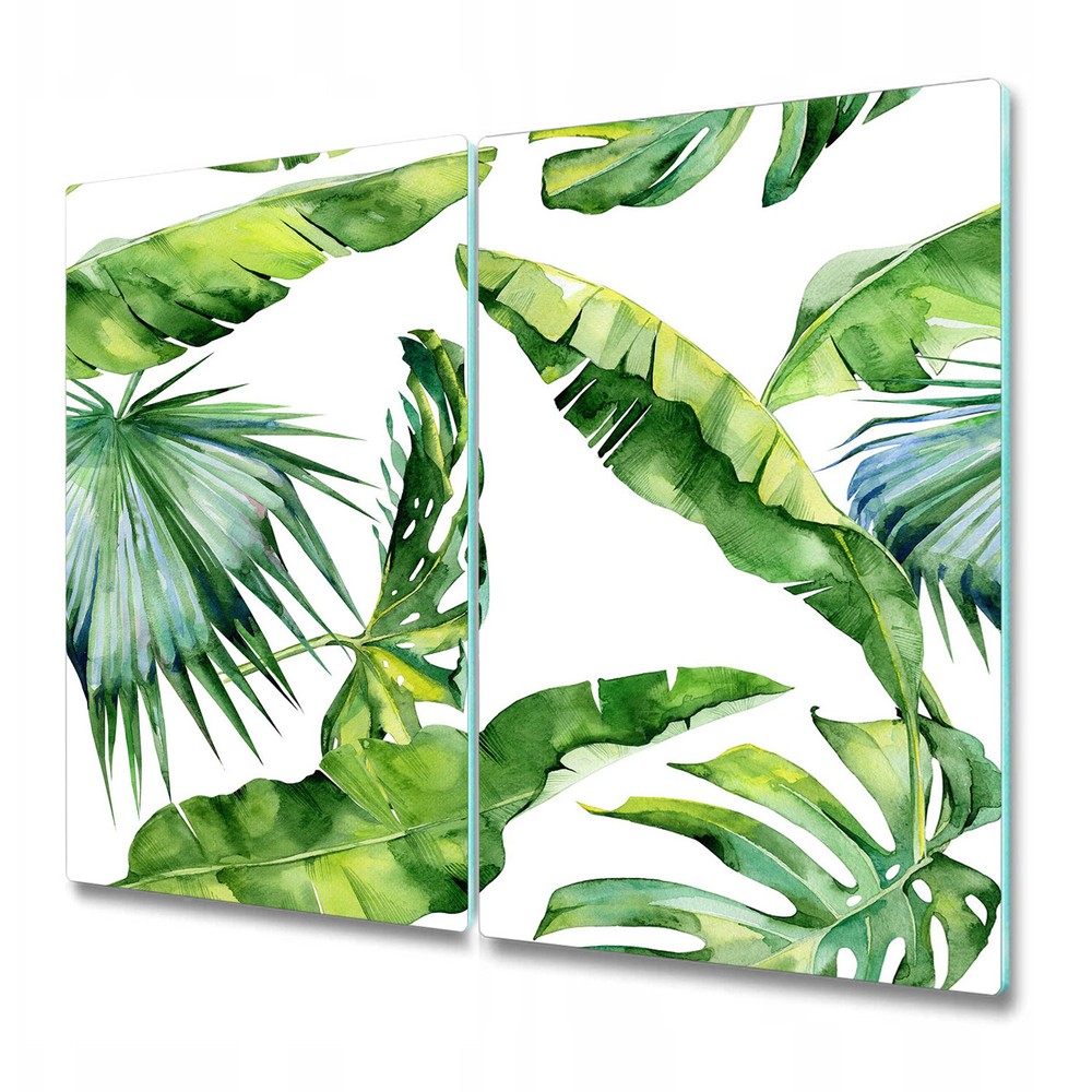 Glass Chopping Board Leaves Jungle Tropical illustration Hawaiian style 2x30x52