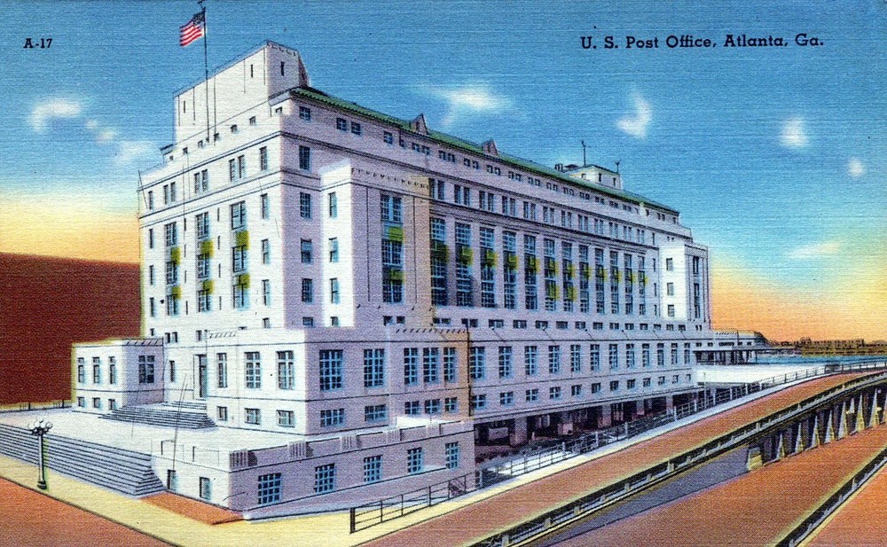 United States Post Office Atlanta Georgia Posted Linen Vintage Postcard