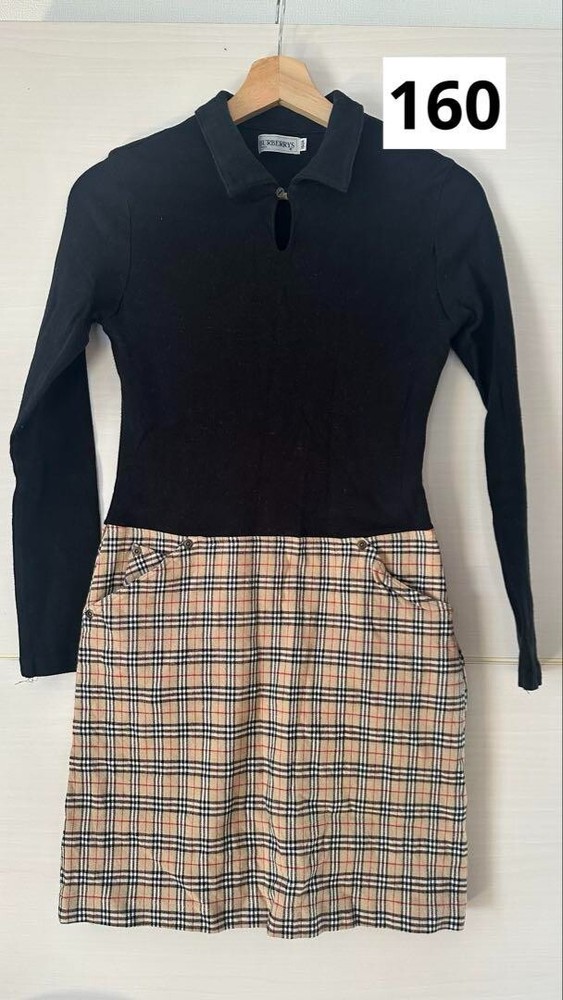BURBERRY Docking Dress Black Nova check Cotton Girl Women Size 160A Used