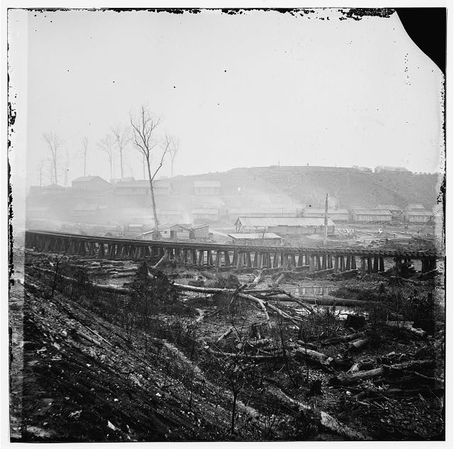 Federal supply depot,tracks,Johnsonville,Tennessee,United States Civil War,1864