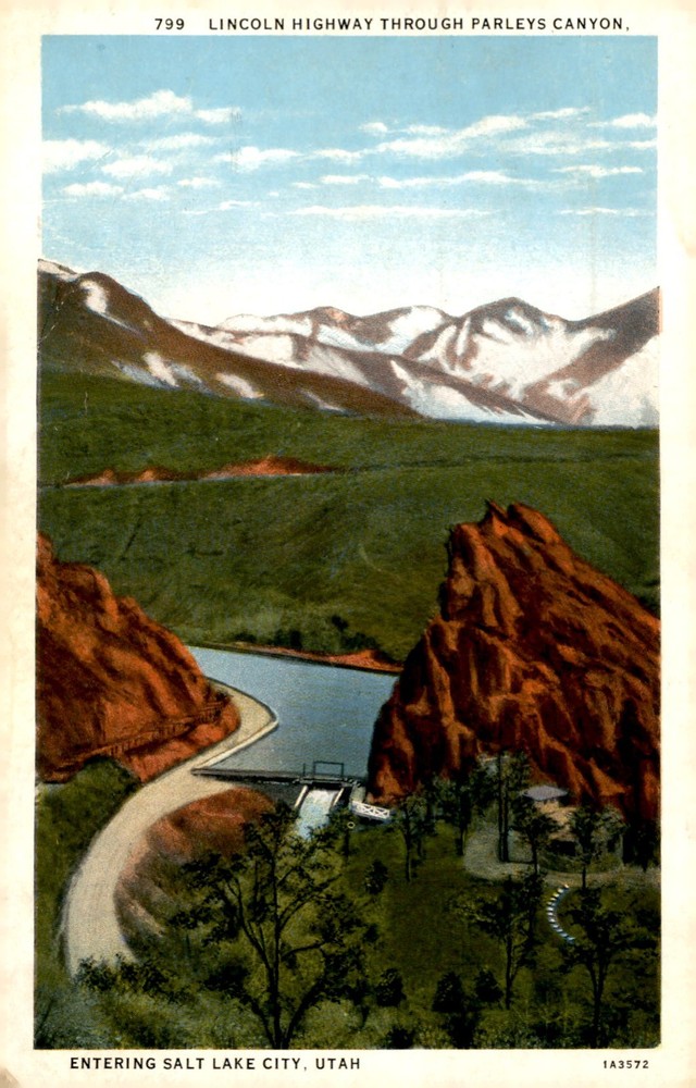 Lincoln Highway through Parleys Canyon, Salt Lake City, Utah Postcard