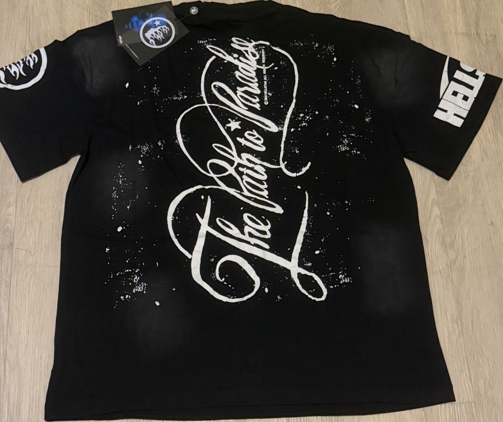 Hellstar The Path to Paradise Black Cherub Graphic Crewneck T-Shirt Men’s L