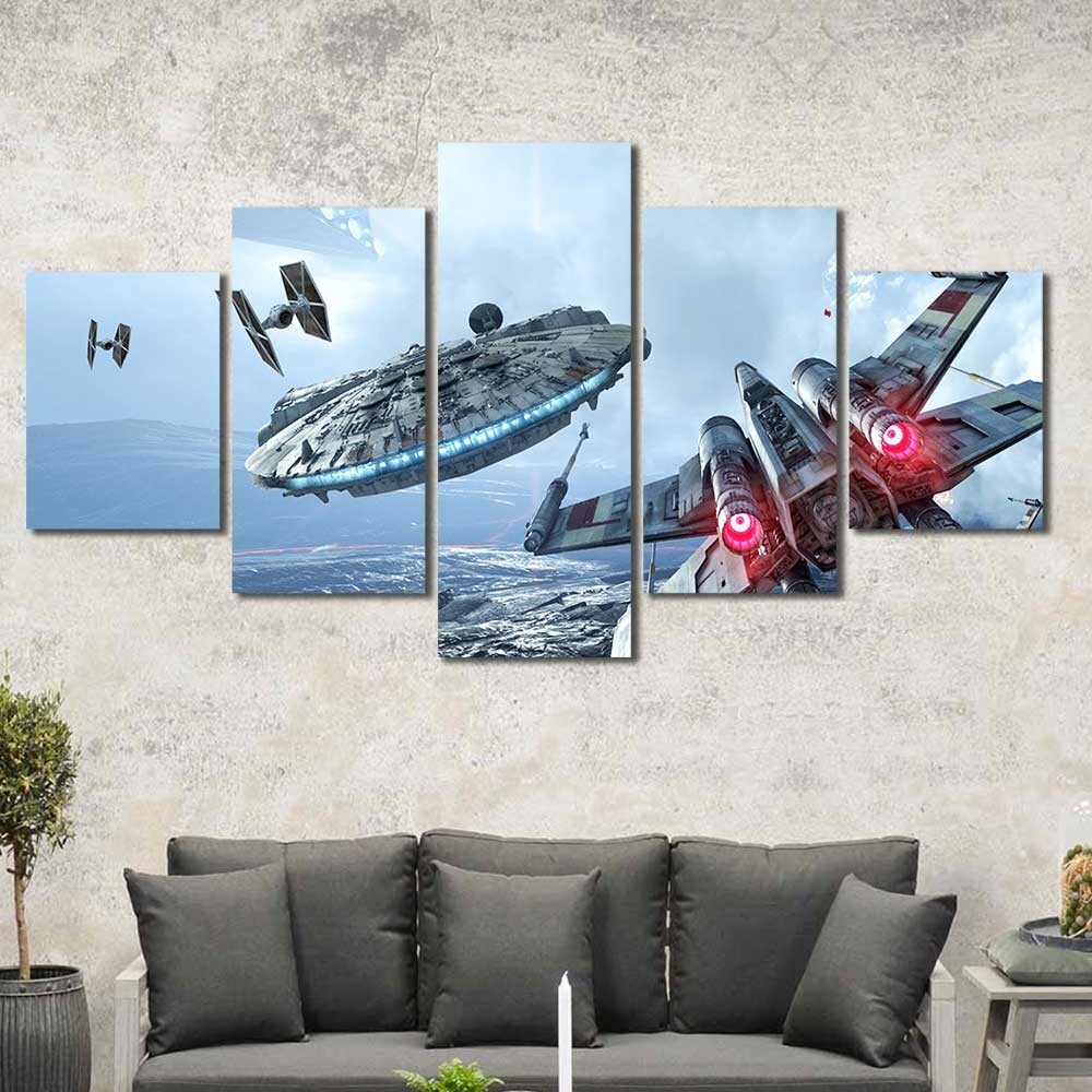Star Wars X-Wing Millennium Falcon Multi-Panel Canvas Wall Art