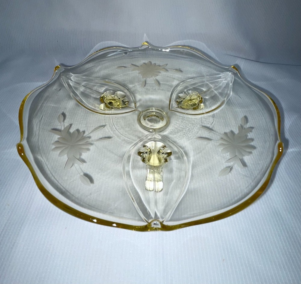 3-Footed Jubilee Topaz Cornflower Plate Bowl 8