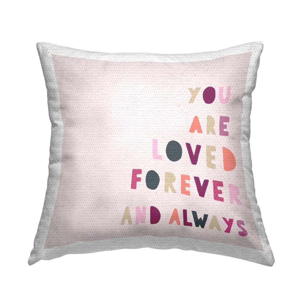 Forever Phrase Playful Pink Love Outdoor Printed Pillow 18x18