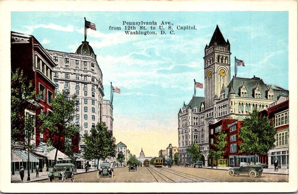 Dr Jim Stamps Postcard Pennsylvania Avenue Street Scene Washington Dc