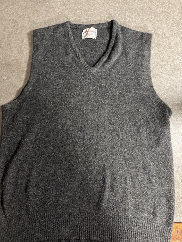 Vintage Penney's Towncraft Sweater Vest Gray Men Size XL Grandpacore USA 70/80's