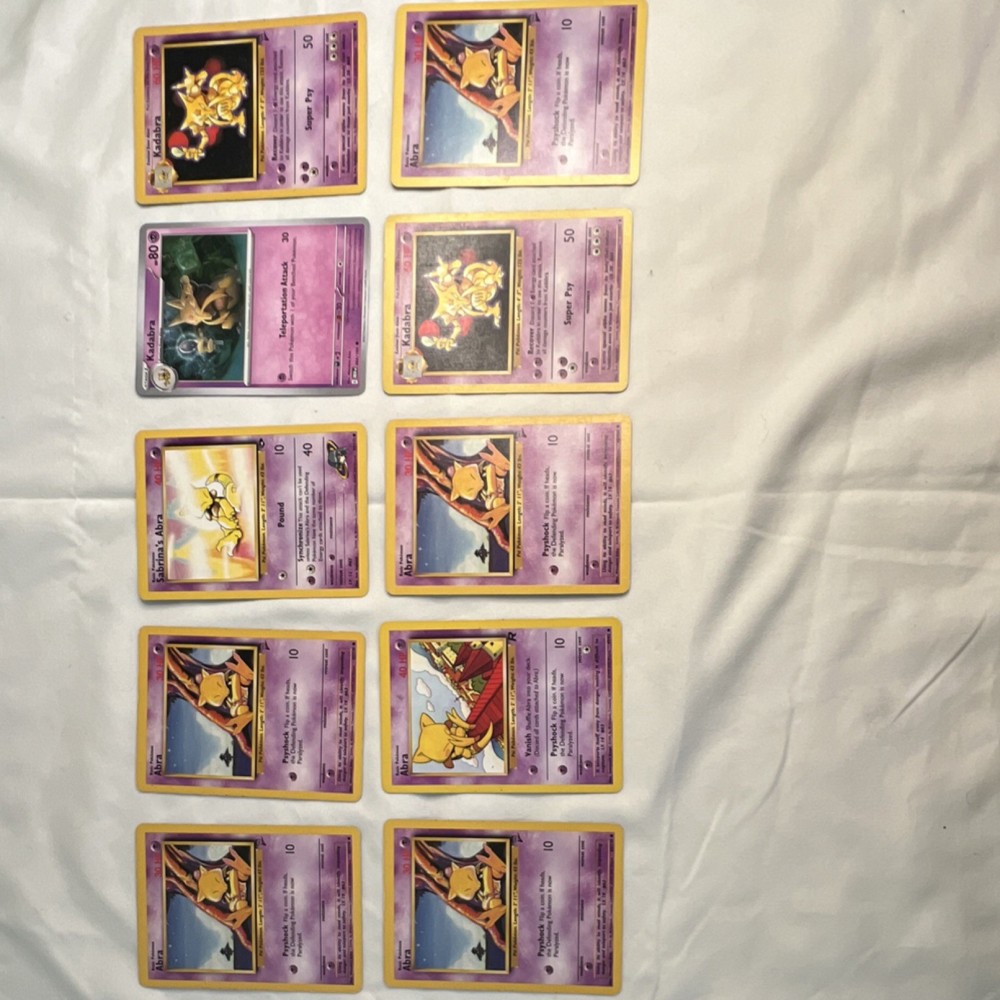 Pokémon Abra Kadabra 10 Card Lot Base Gym Challenge Fossil-image