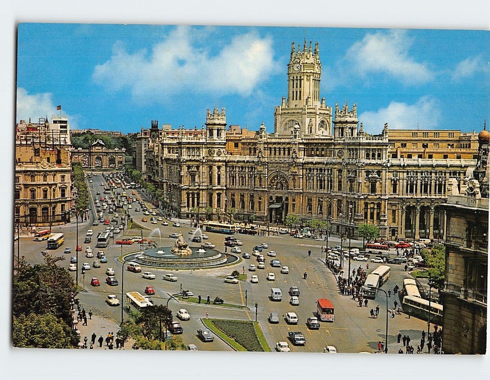 Postcard Cybele Circus and Alcala Street Madrid Spain