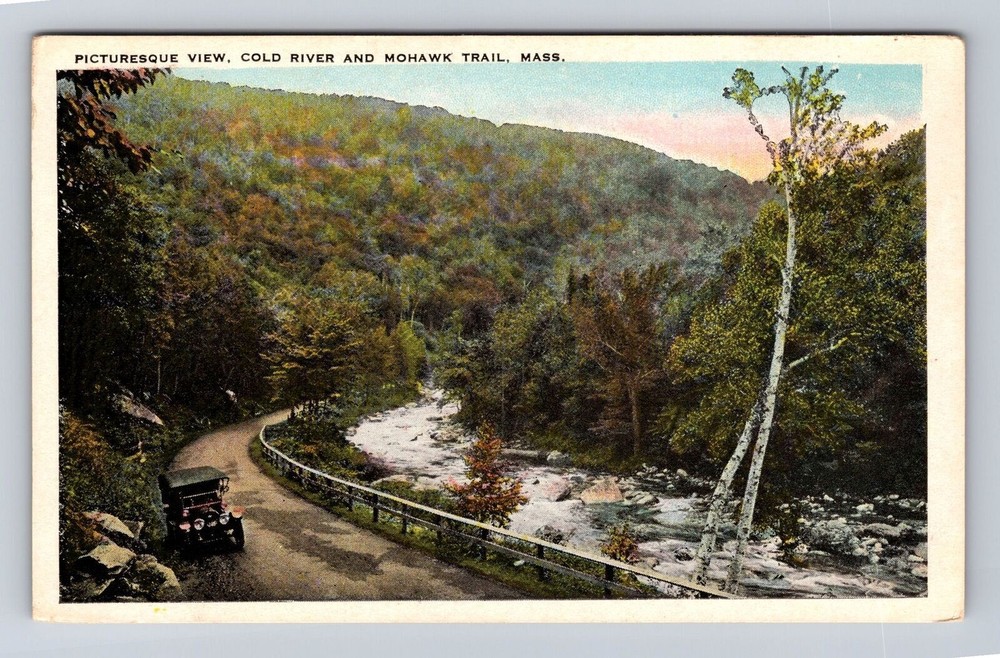 Mohawk Trail MA-Massachusetts, Scenic View, Cold River, Vintage Postcard