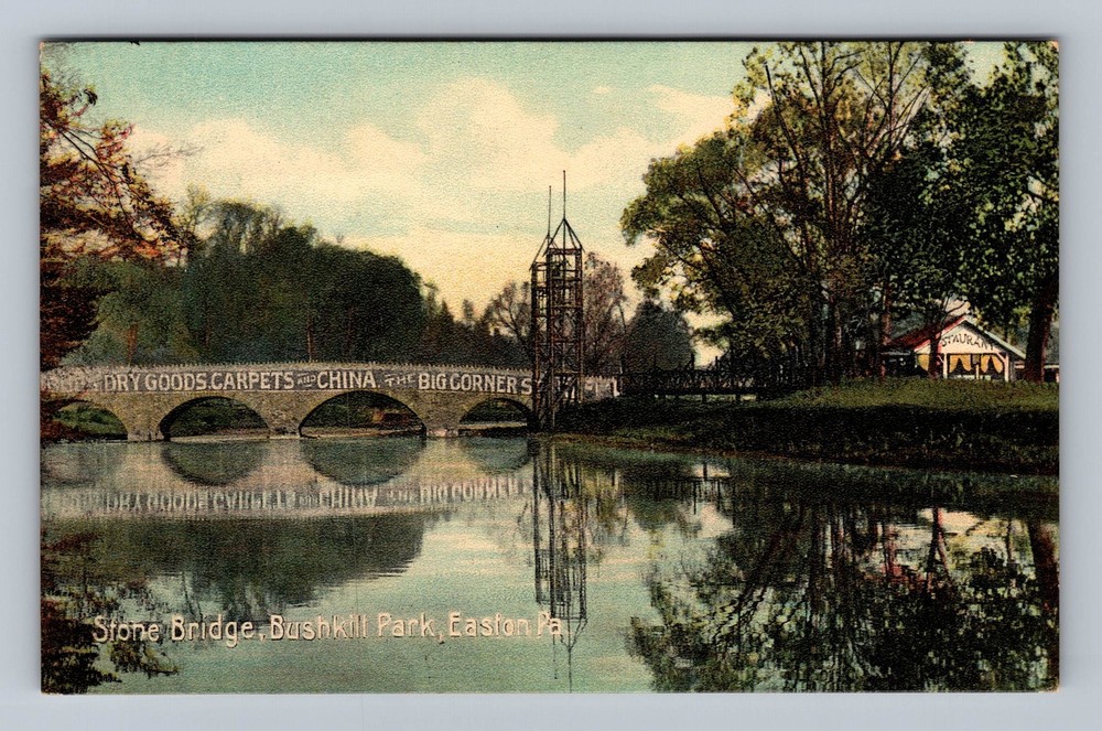 Easton PA-Pennsylvania Stone Bridge Bushkill Park Vintage Postcard Standard Old