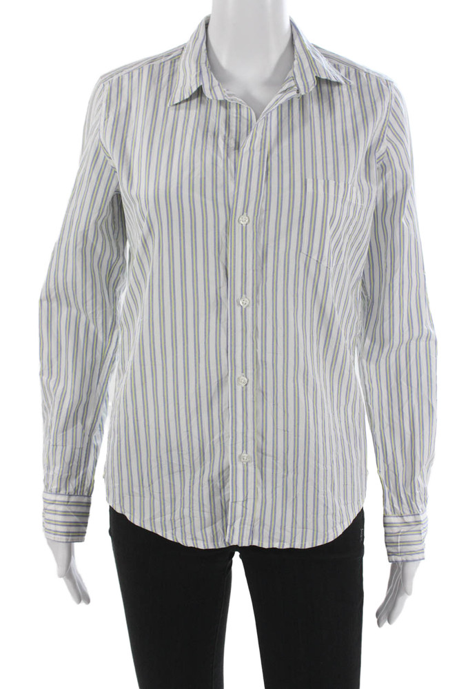 Frank & Eileen Womens White Striped Cotton Button-Up Long Sleeve Size SFree Shipping in US $100+ Orders | $6.95 Orders Below