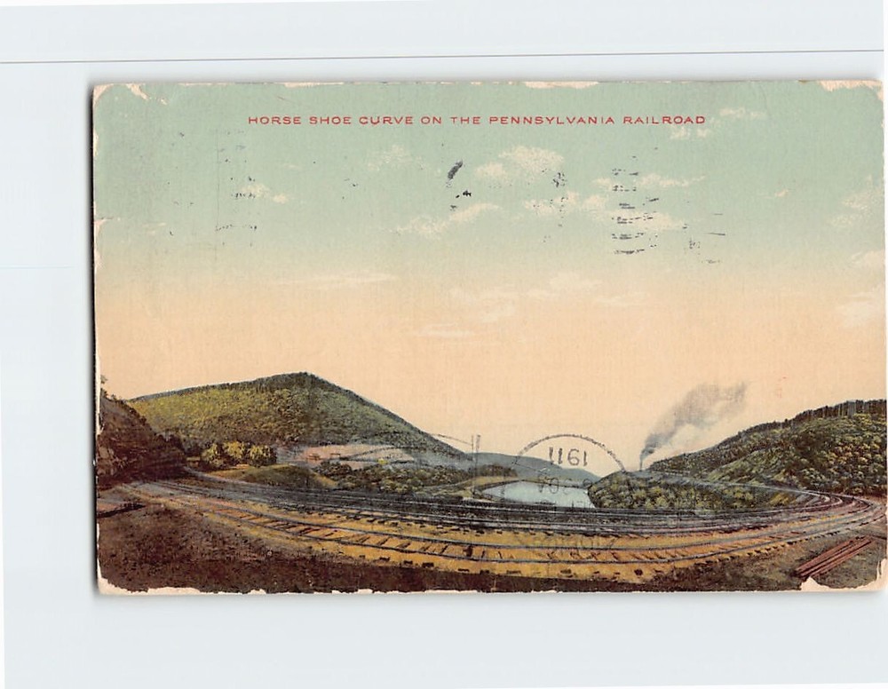 Postcard Horse Shoe Curve on the Pennsylvania Railroad Pennsylvania USA