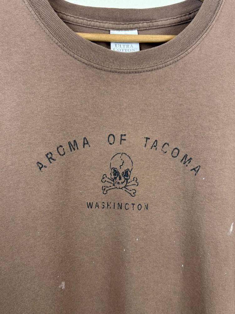Gildan Aroma Of Tacoma Shirt Mens XL Brown Skull Graphic Washington T Shirt Tee